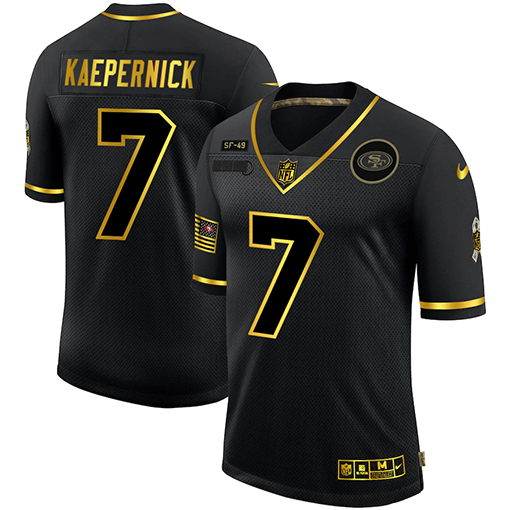 San Francisco 49ers #7 Colin Kaepernick Men Nike 2020 Salute To Service Golden Limited NFL black Jerseys->san francisco 49ers->NFL Jersey
